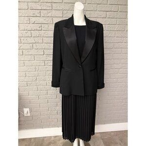 Valerie Stevens Women's Black Beaded Tuxedo Jacket Size 12